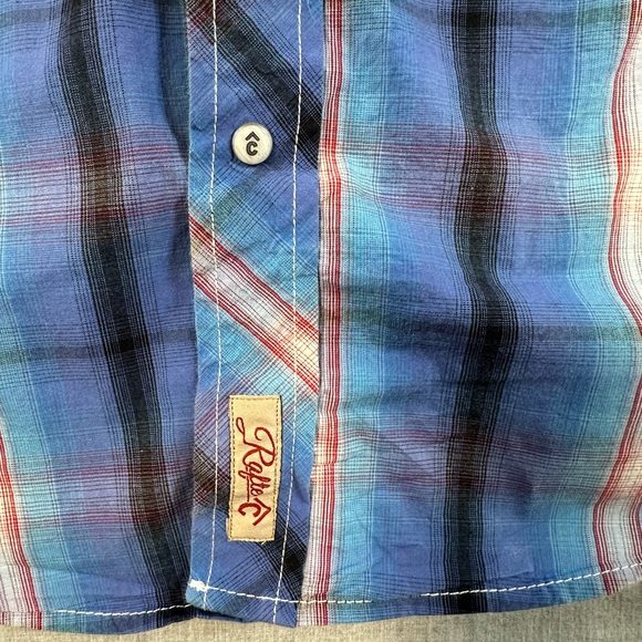 Rafter C Blue and Red Plaid Button Down Western Shirt - Picture 4 of 12